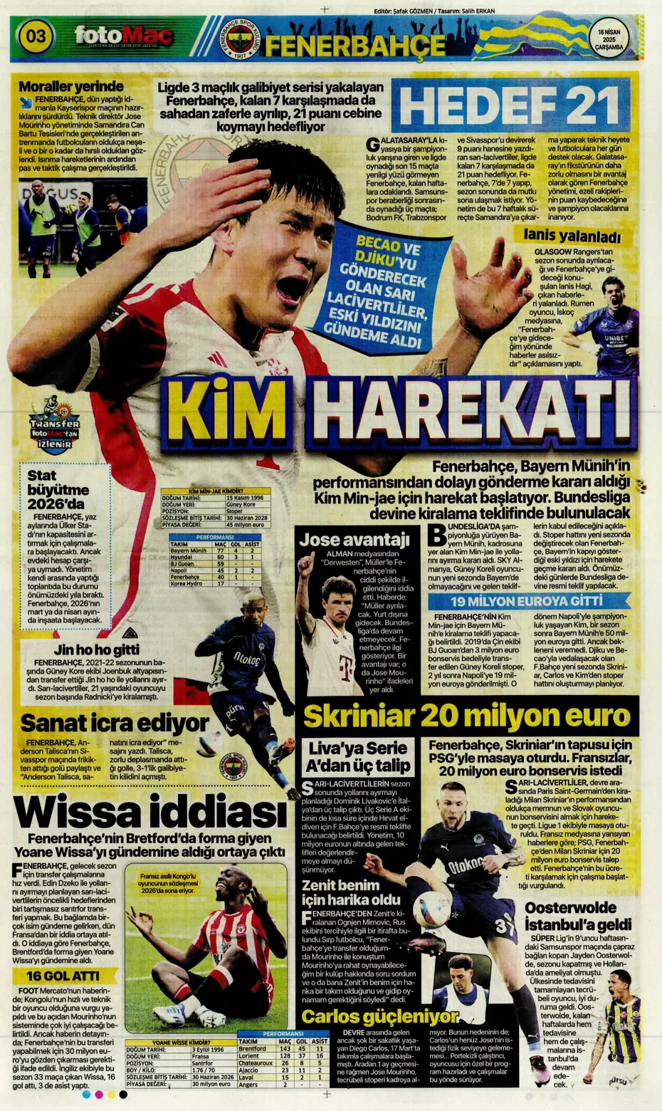 "Kim Min-Jae heyecanı" | Sporun manşetleri - 13