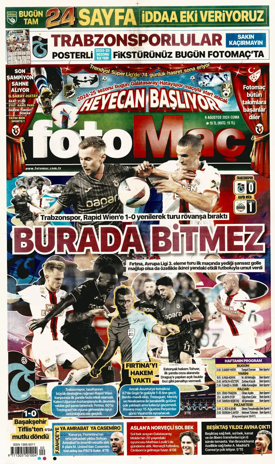 "Sahne şampiyonun" | Sporun manşetleri (9 Ağustos 2024) - 11