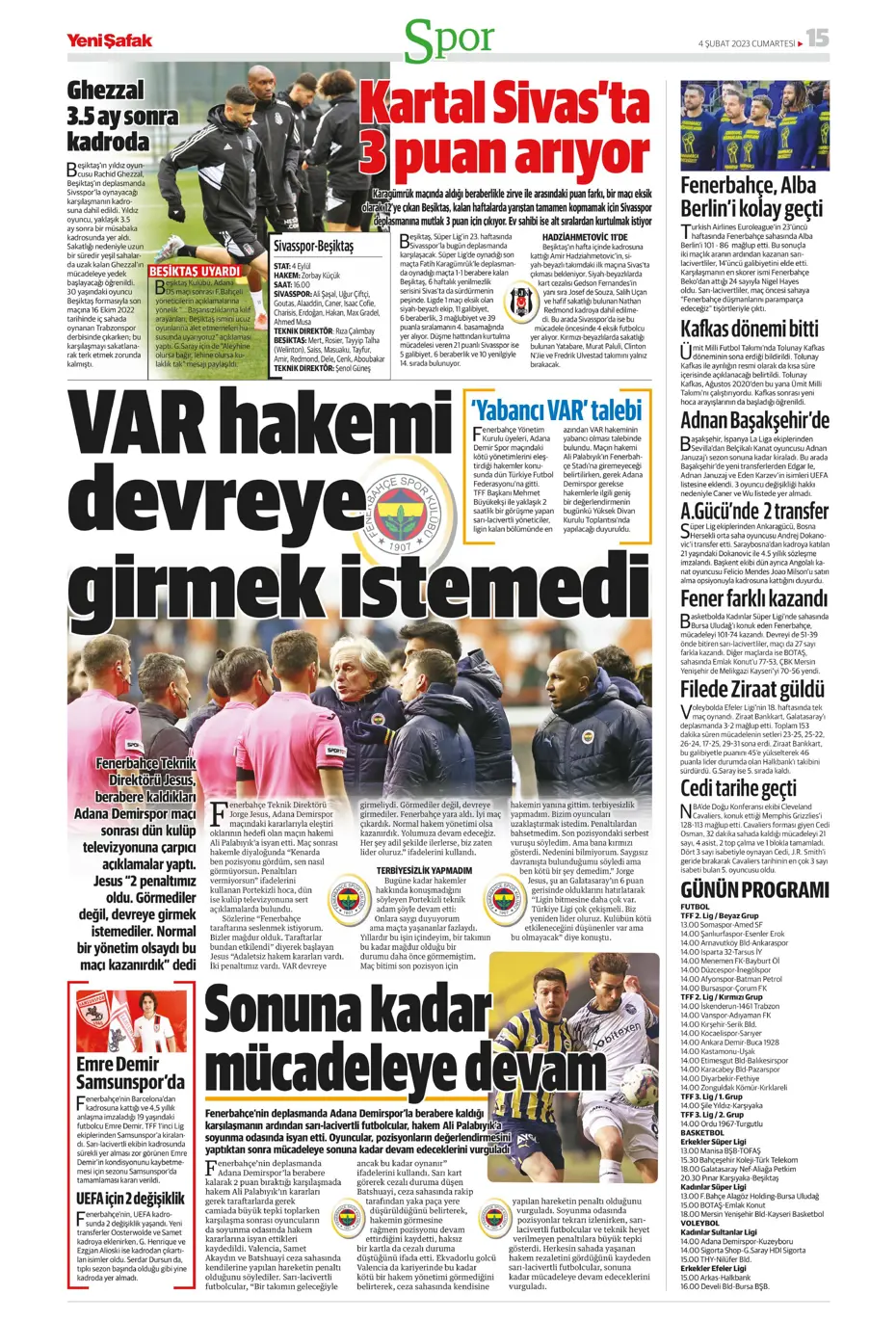 Sporun Manşetleri (4 Şubat 2023) - 38
