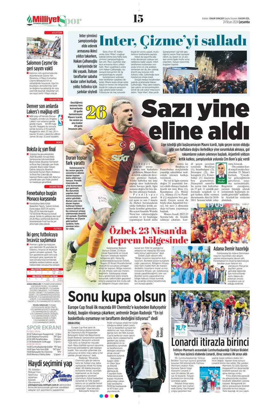 "Yeni Sacha Boey İtalya'dan" | Sporun manşetleri - 19