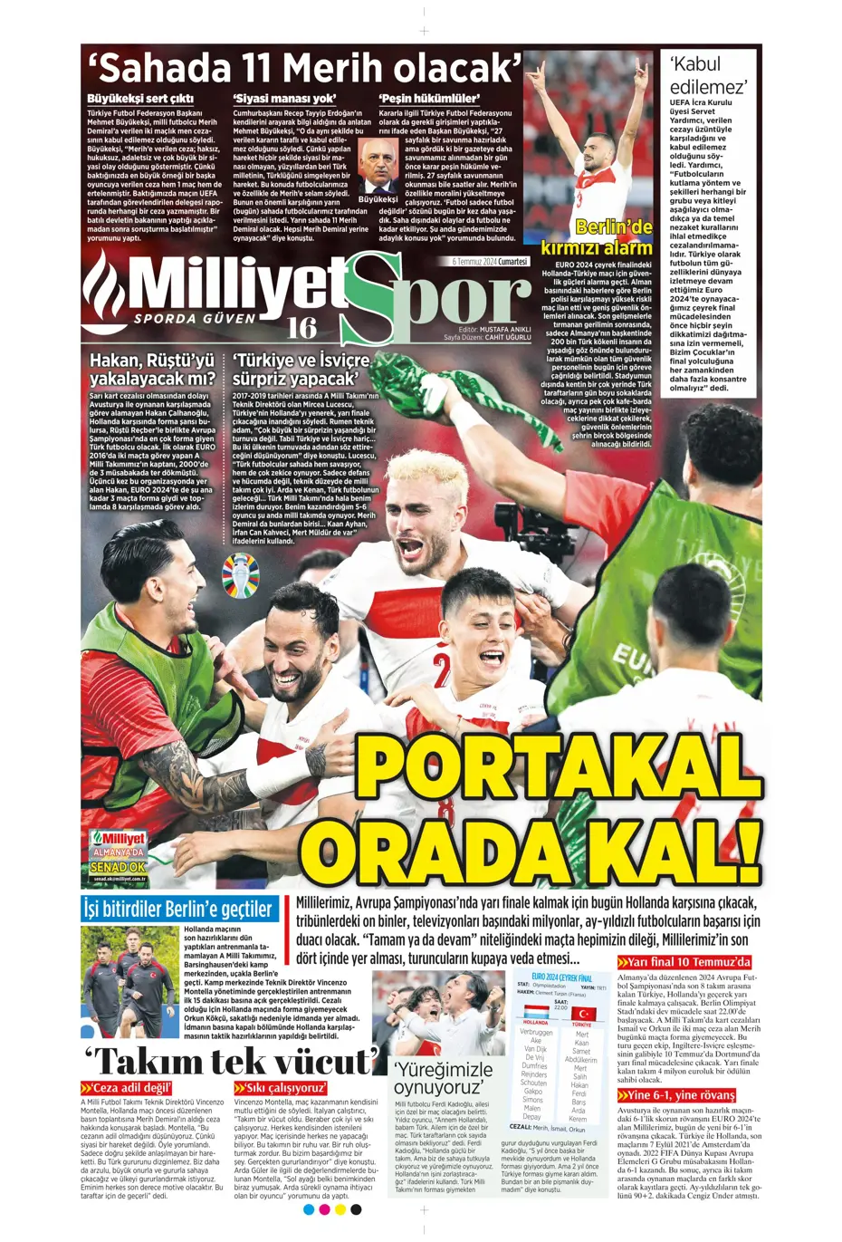 "Avrupalı selam dur! Türkler geliyor" | Sporun manşetleri (6 Temmuz 2024) - 22