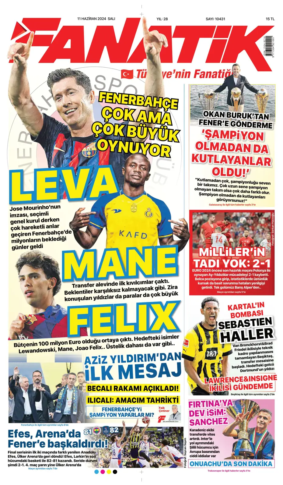 "Fenerbahçe çok ama çok büyük oynuyor'" | Sporun manşetleri (11 Haziran 2024) - 2 "Fenerbahçe çok ama çok büyük oynuyor'" | Sporun manşetleri (11 Haziran 2024) - 2