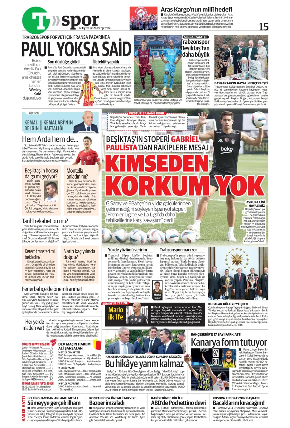 "12 milyon Euro'ya Cim Bom'da" | Sporun manşetleri (12 Eylül 2024) - 34