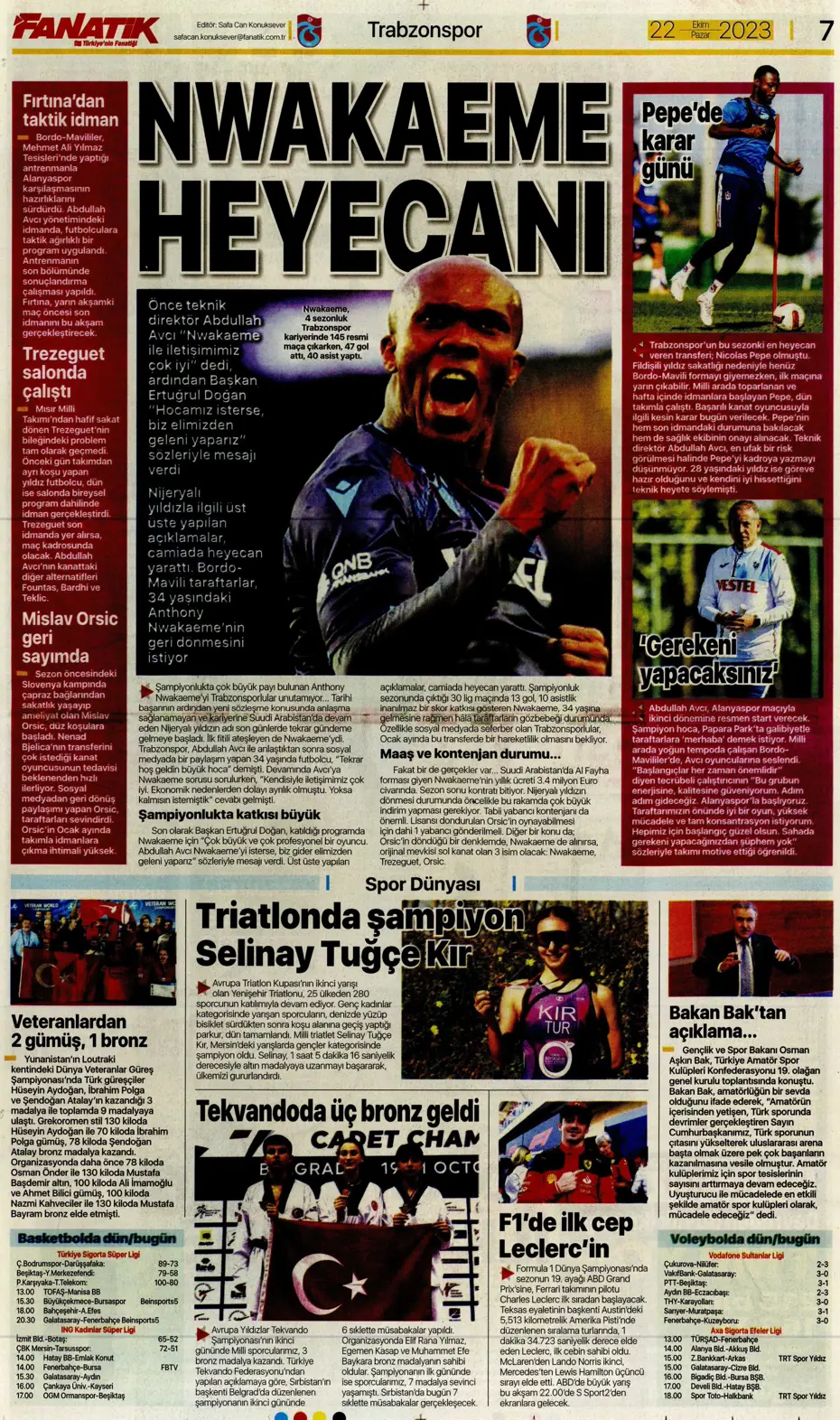 "Derbilerin Aslanı" | Sporun manşetleri (22 Ekim 2023) - 10