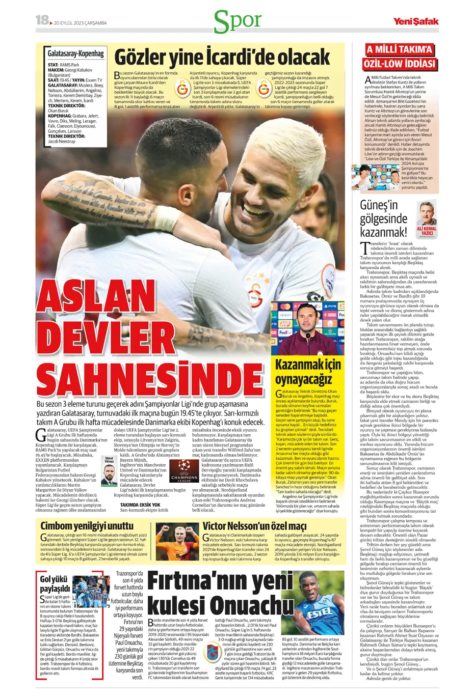 "Aslan devler sahnesinde" | Sporun Manşetleri - 30