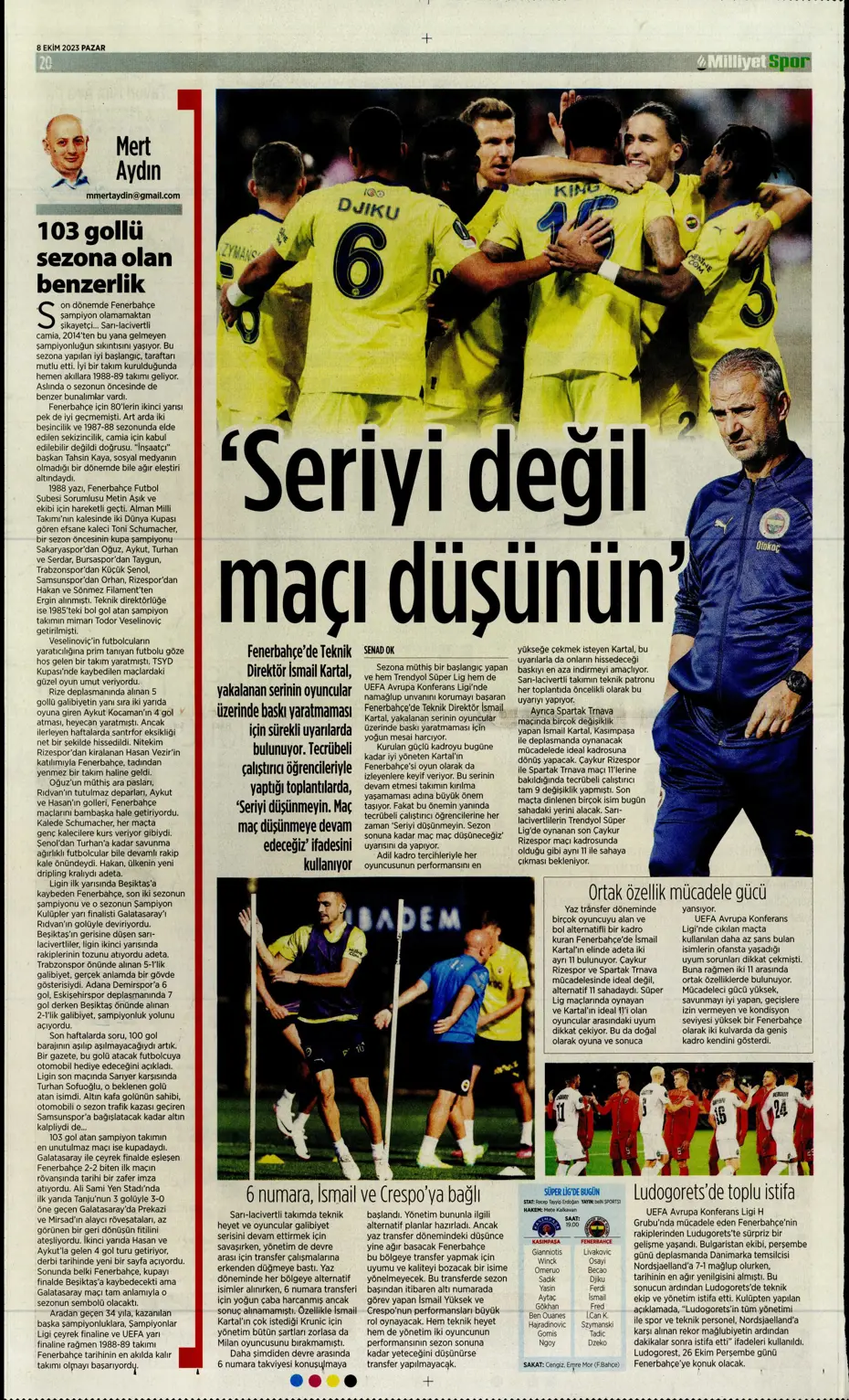 "Bjelica gidiyor, Avcı geliyor" | Sporun manşetleri (8 Ekim 2023) - 26