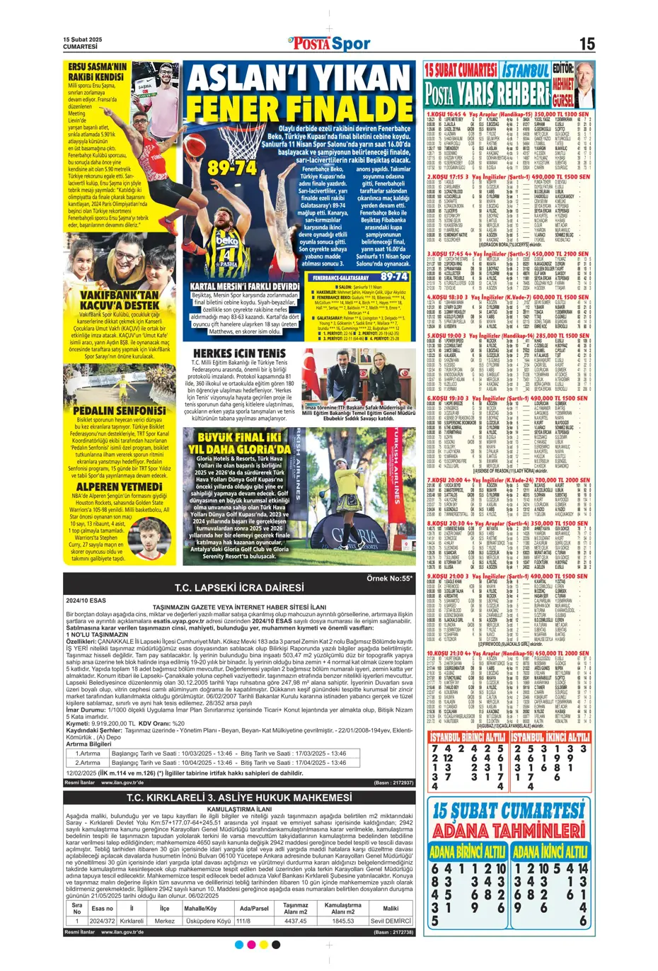 "Cimbom'da OHAL ilanı" | Sporun manşetleri (15 Şubat 2025) - 26