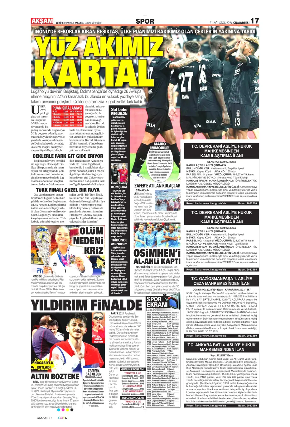 "Zirveye çek kaptan" | Sporun manşetleri (31 Ağustos 2024) - 2 "Zirveye çek kaptan" | Sporun manşetleri (31 Ağustos 2024) - 2