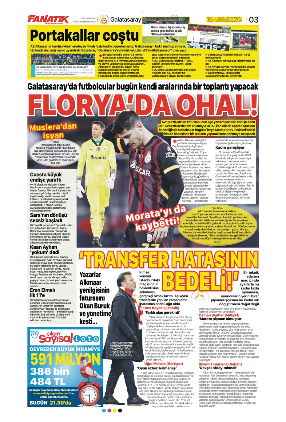 "Cimbom'da OHAL ilanı" | Sporun manşetleri (15 Şubat 2025) - 2