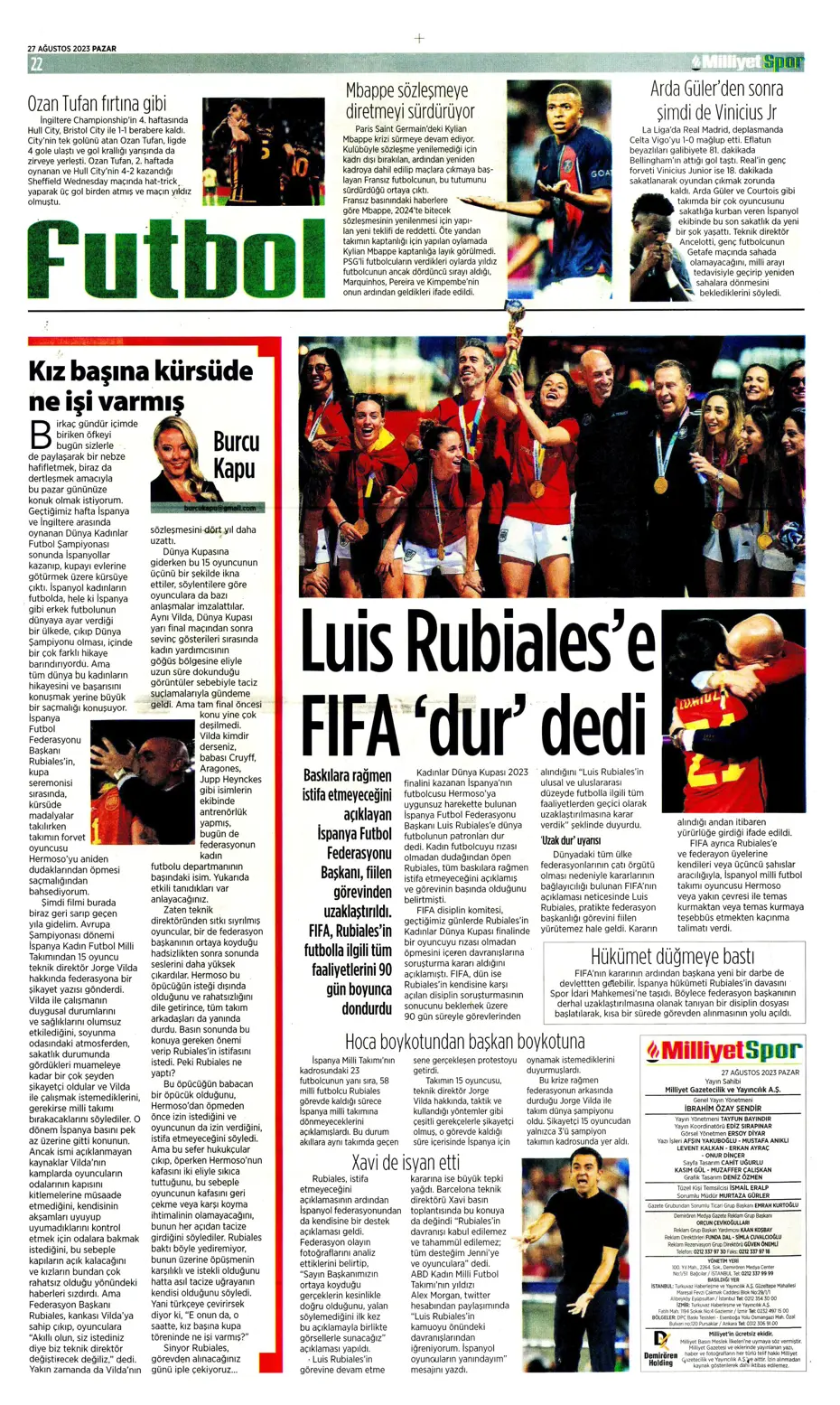 "Mertens sürprizi" | Sporun manşetleri (27 Ağustos 2023) - 27