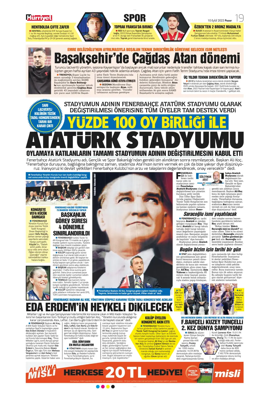 "Kuntz gidiyor, Avcı geliyor" | Sporun manşetleri (10 Eylül 2023) - 17