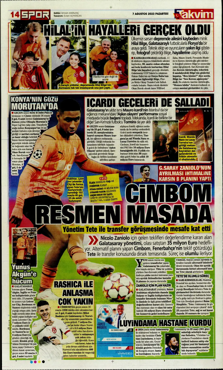 "Zaniolo gidiyor, Talisca geliyor" | Sporun manşetleri (7 Ağustos 2023) - 29 "Zaniolo gidiyor, Talisca geliyor" | Sporun manşetleri (7 Ağustos 2023) - 29