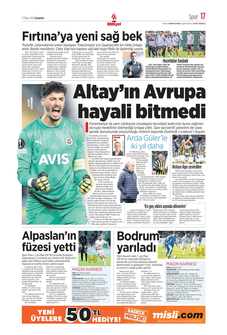 "4 geliyor, 3 gidiyor" | Sporun manşetleri (27 Mayıs 2023) - 14