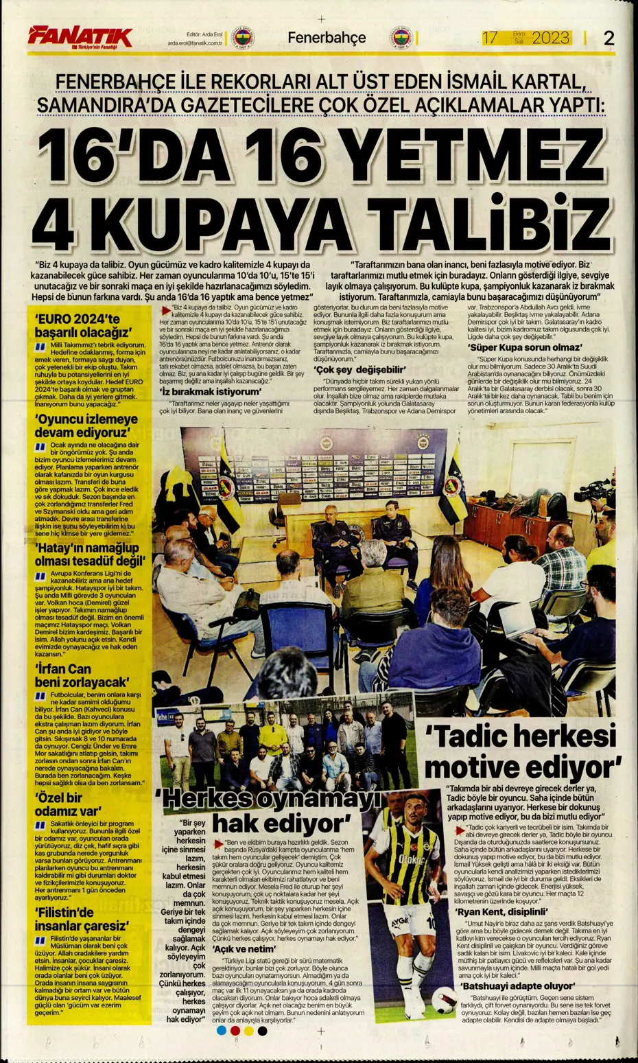 "Türk duvarı Abdülkerim Bardakcı" | Sporun manşetleri (17 Ekim 2023) - 4 "Türk duvarı Abdülkerim Bardakcı" | Sporun manşetleri (17 Ekim 2023) - 4