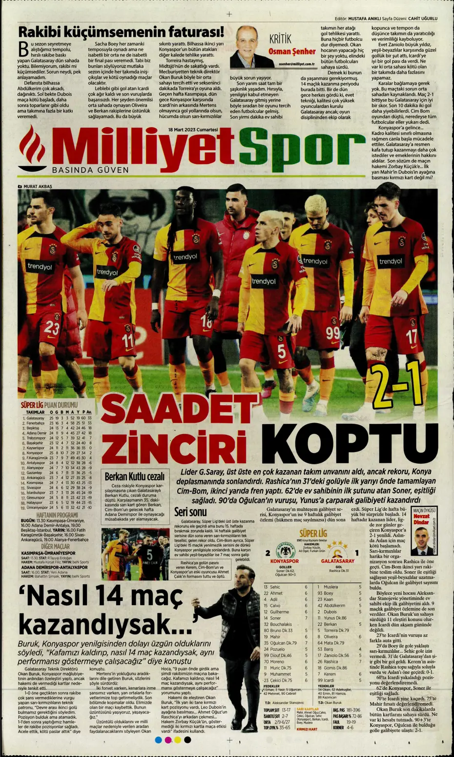 "Aslan yıkıldı" - Gazete manşetleri (18 Mart 2023) - 23