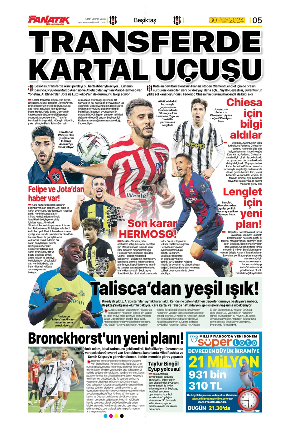 "Mourinho ateşi yaktı" | Sporun manşetleri (30 Temmuz 2024) - 10