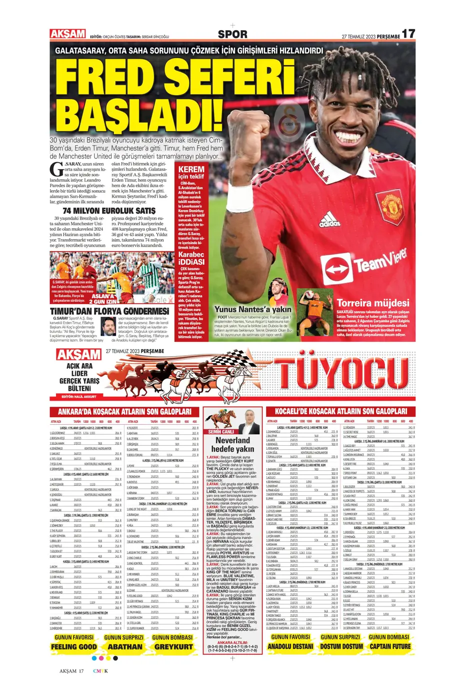 "Fenerbahçe'den gövde gösterisi" | Sporun manşetleri (27 Temmuz 2023) - 2 "Fenerbahçe'den gövde gösterisi" | Sporun manşetleri (27 Temmuz 2023) - 2