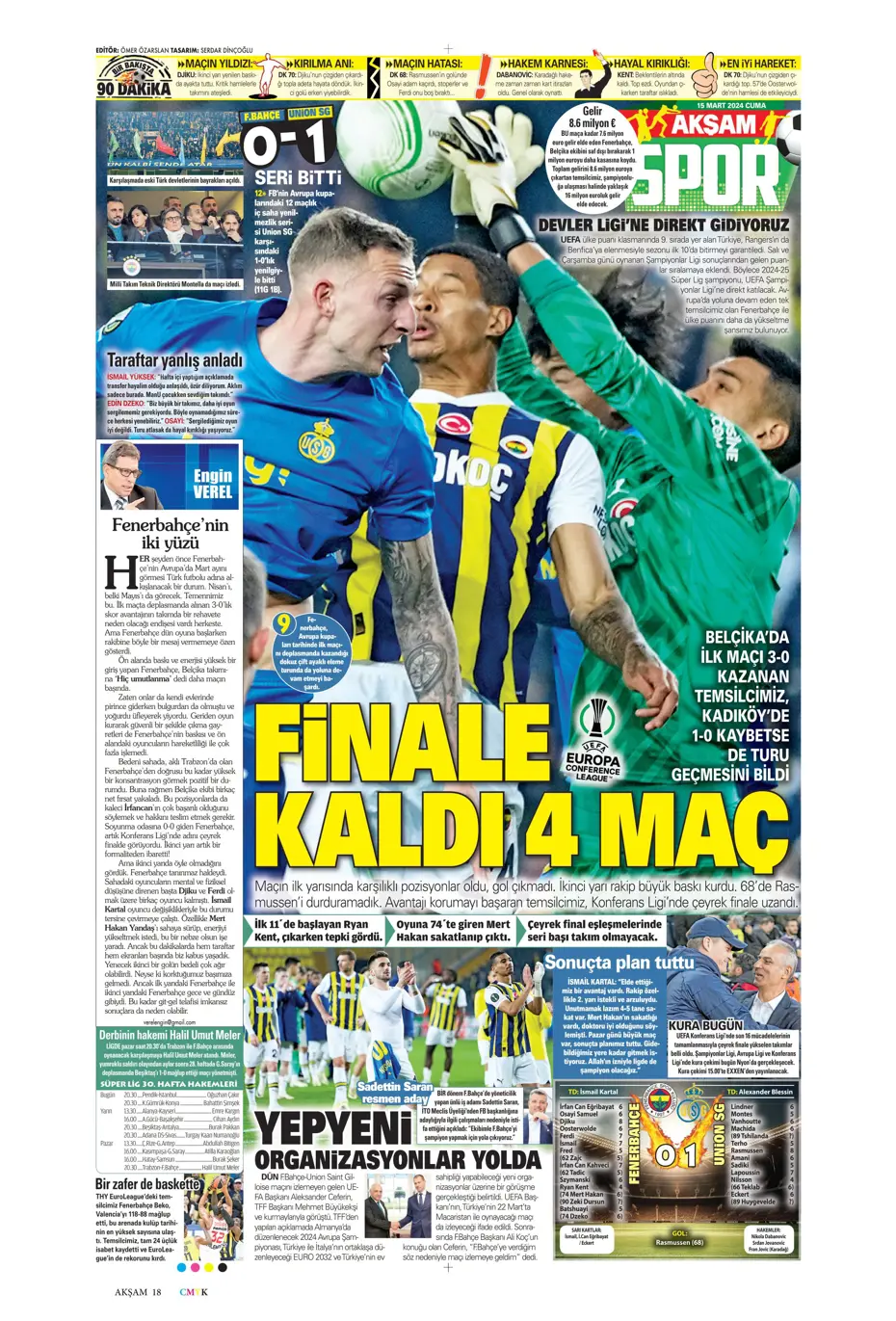 "Atina'ya 4 kaldı" | Sporun manşetleri (15 Mart 2024) - 7 "Atina'ya 4 kaldı" | Sporun manşetleri (15 Mart 2024) - 7