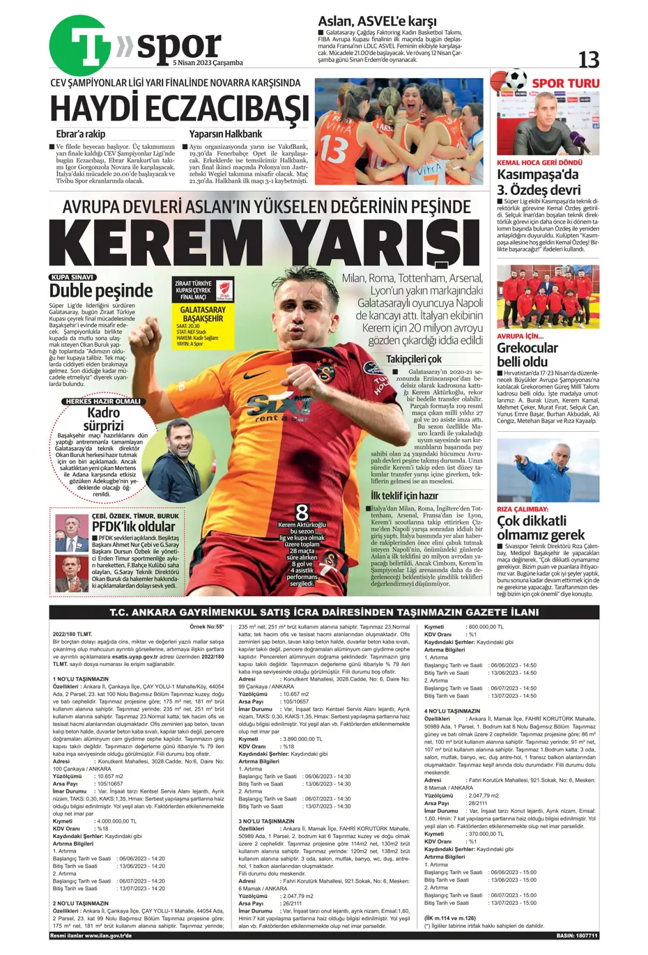 "Dünyada kimse buna penaltı demez" - Sporun manşetleri (5 Nisan 2023) - 33 "Dünyada kimse buna penaltı demez" - Sporun manşetleri (5 Nisan 2023) - 33