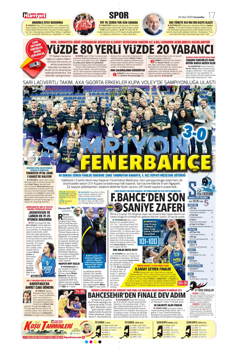 "Kaleye Alisson, orta sahaya İlkay" | Sporun manşetleri - 14