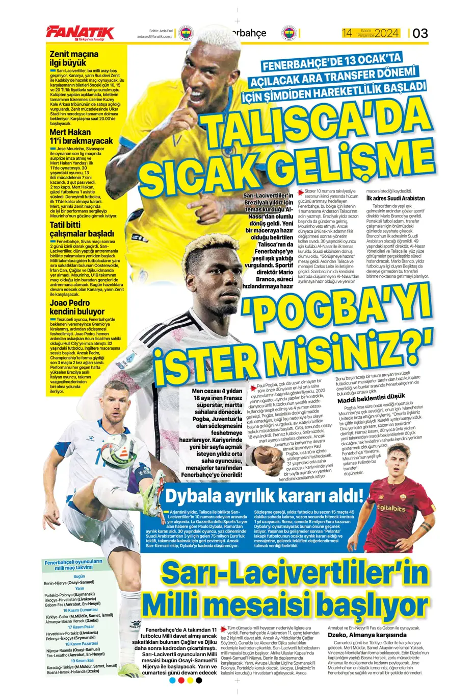 "Talisca'dan yeşil ışık" | Sporun manşetleri (14 Kasım 2024) - 5 "Talisca'dan yeşil ışık" | Sporun manşetleri (14 Kasım 2024) - 5