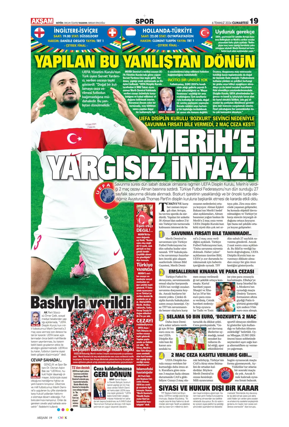 "Avrupalı selam dur! Türkler geliyor" | Sporun manşetleri (6 Temmuz 2024) - 6