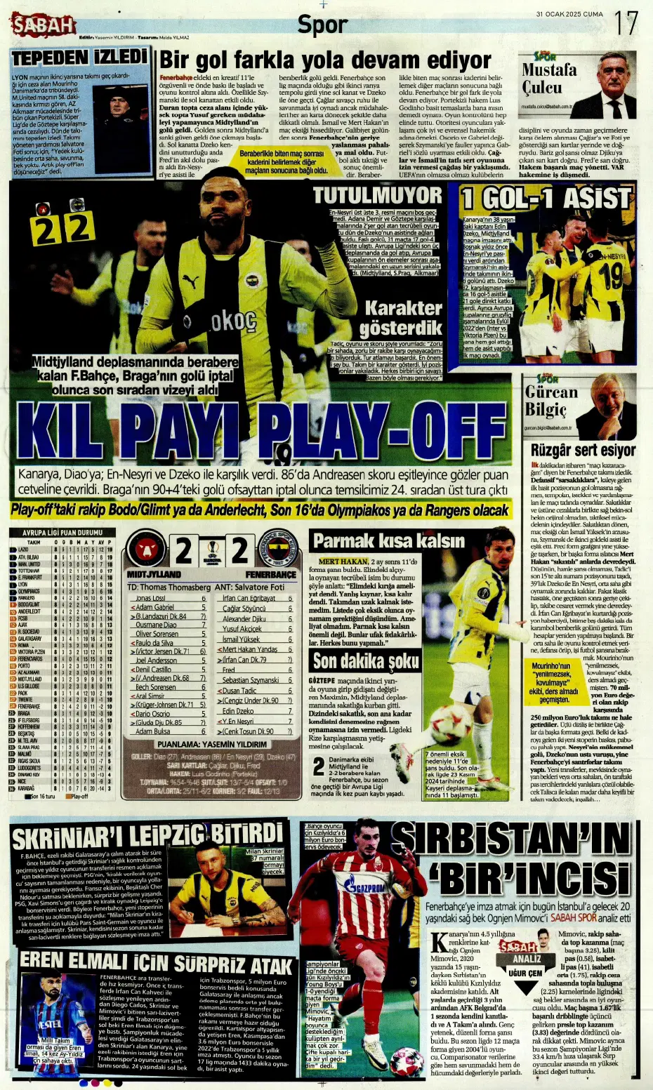 "Galatasaray ve Fenerbahçe play, Beşiktaş off" | Sporun manşetleri - 19