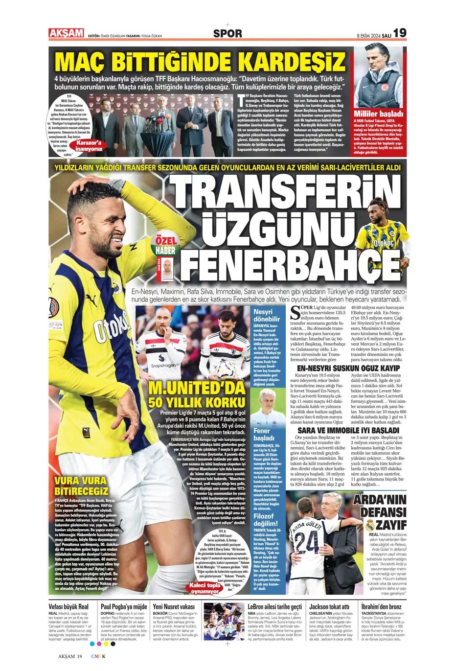 "Fenerbahçe'ye sürpriz golcü" | Sporun manşetleri (8 Ekim 2024) - 4