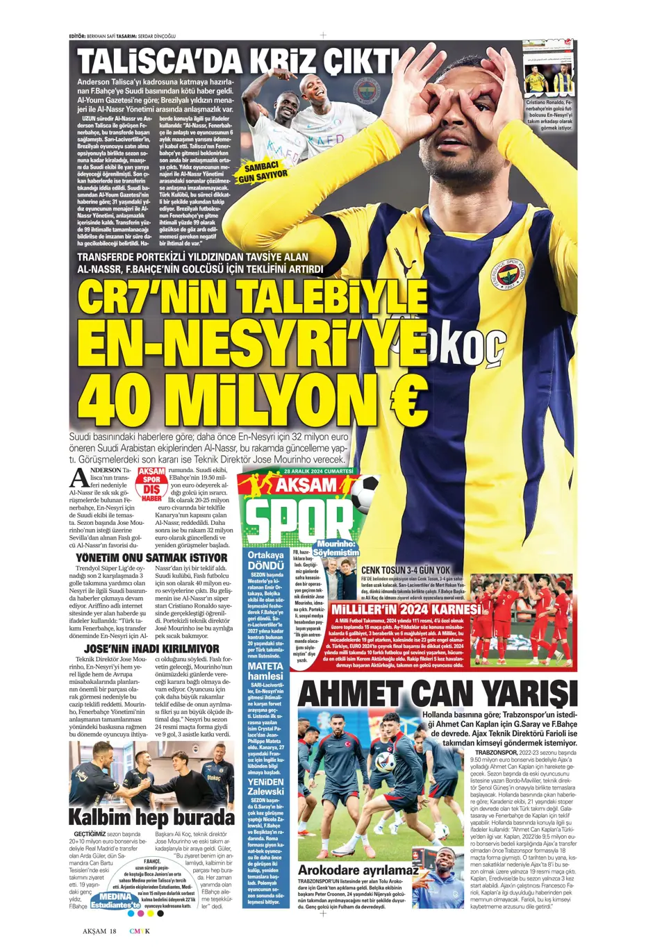 "Ronaldo'nun talebiyle En-Nesyri'ye 40 milyon euro" | Sporun manşetleri - 2