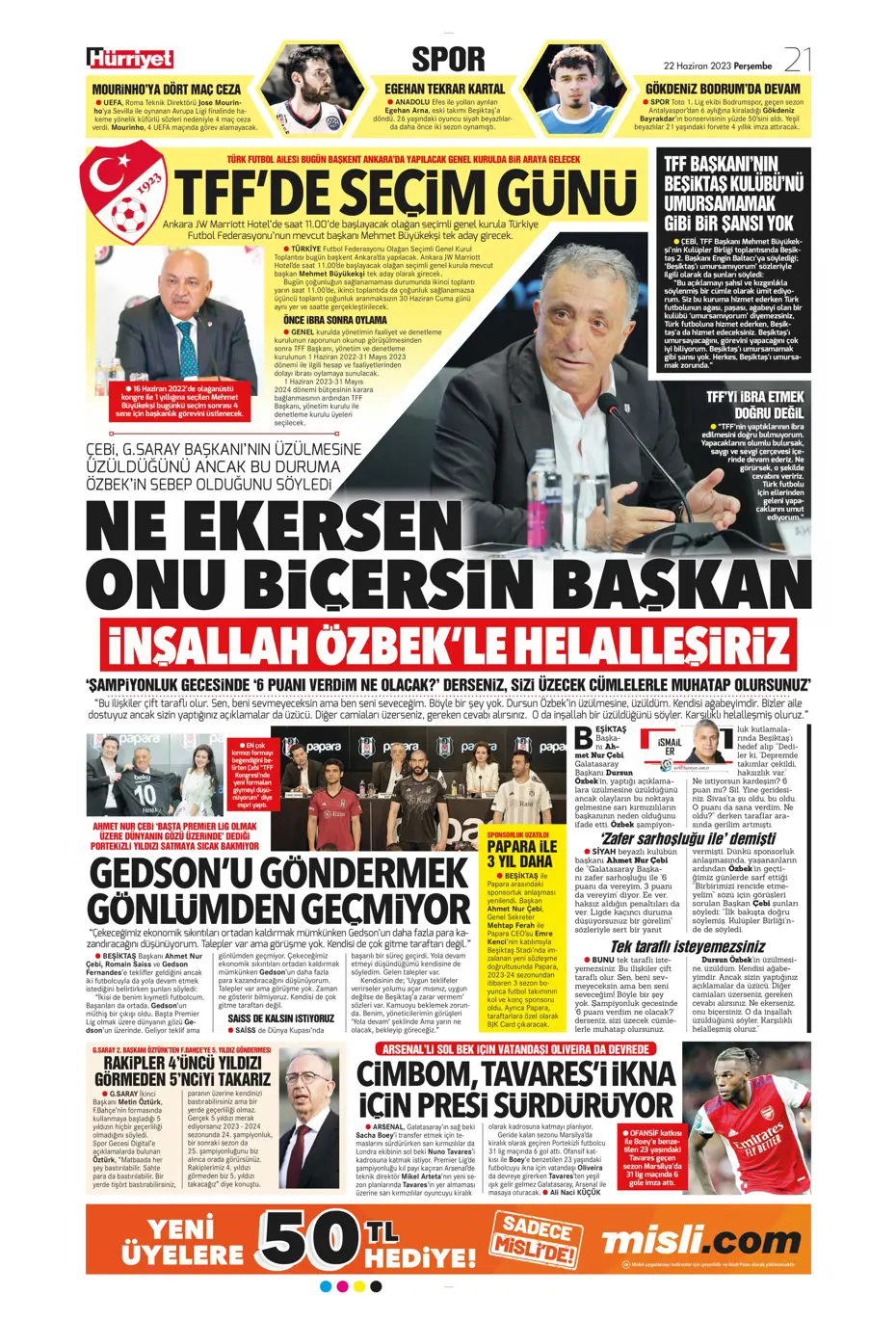 "Aslan'a süper golcü" | Sporun manşetleri (22 Haziran 2023) - 12