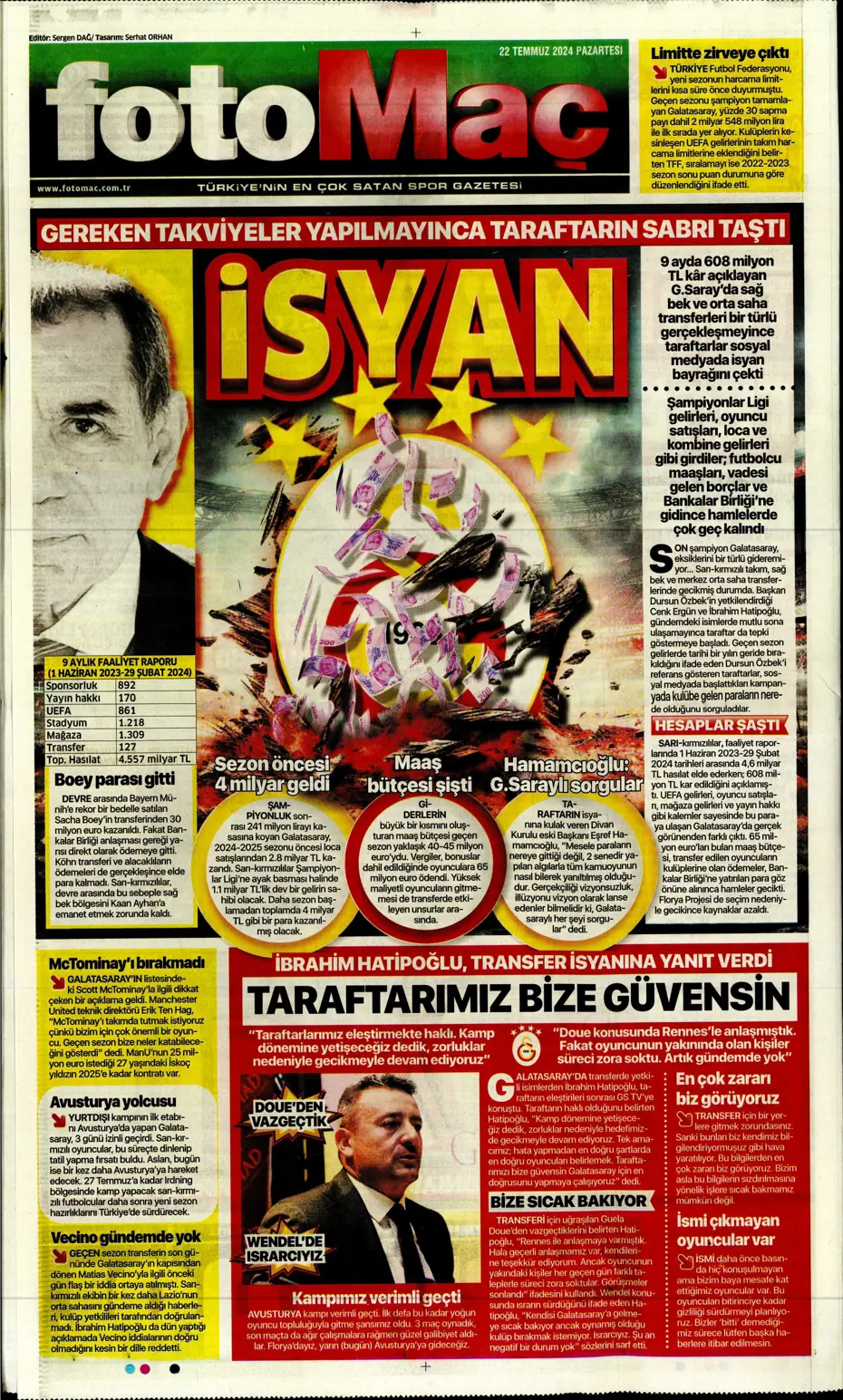 "Kara Kartal'a Asensio müjdesi" | Sporun manşetleri (22 Temmuz 2024) - 12