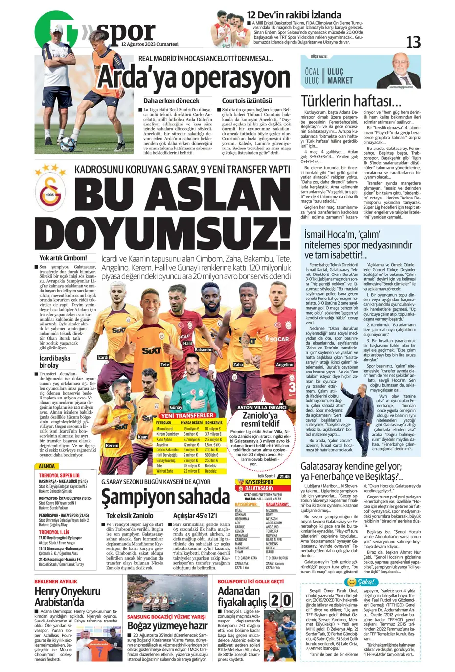 "Galatasaray'la anlaştım, bırakın gideyim" | Sporun manşetleri (12 Ağustos 2023) - 38
