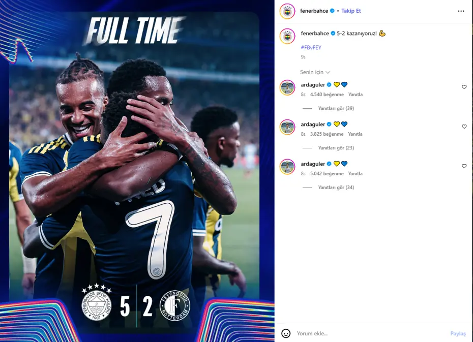 Arda Güler'in Feyenoord zaferine yaptığı yorum Fenerbahçelileri coşturdu: Peş peşe 3 kez attı - 3