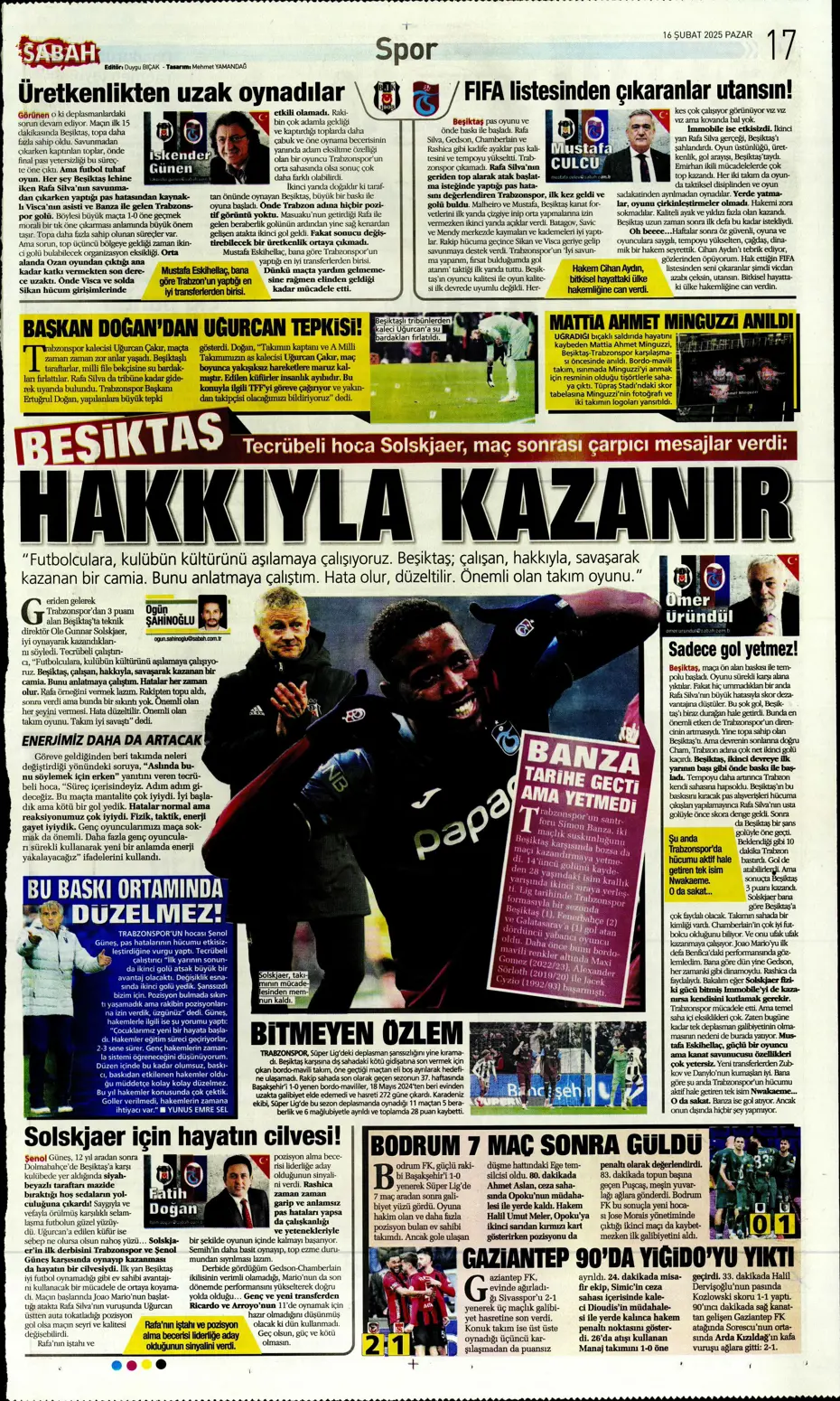 "Fırtınanın rengi siyah-beyaz" | Sporun manşetleri - 31