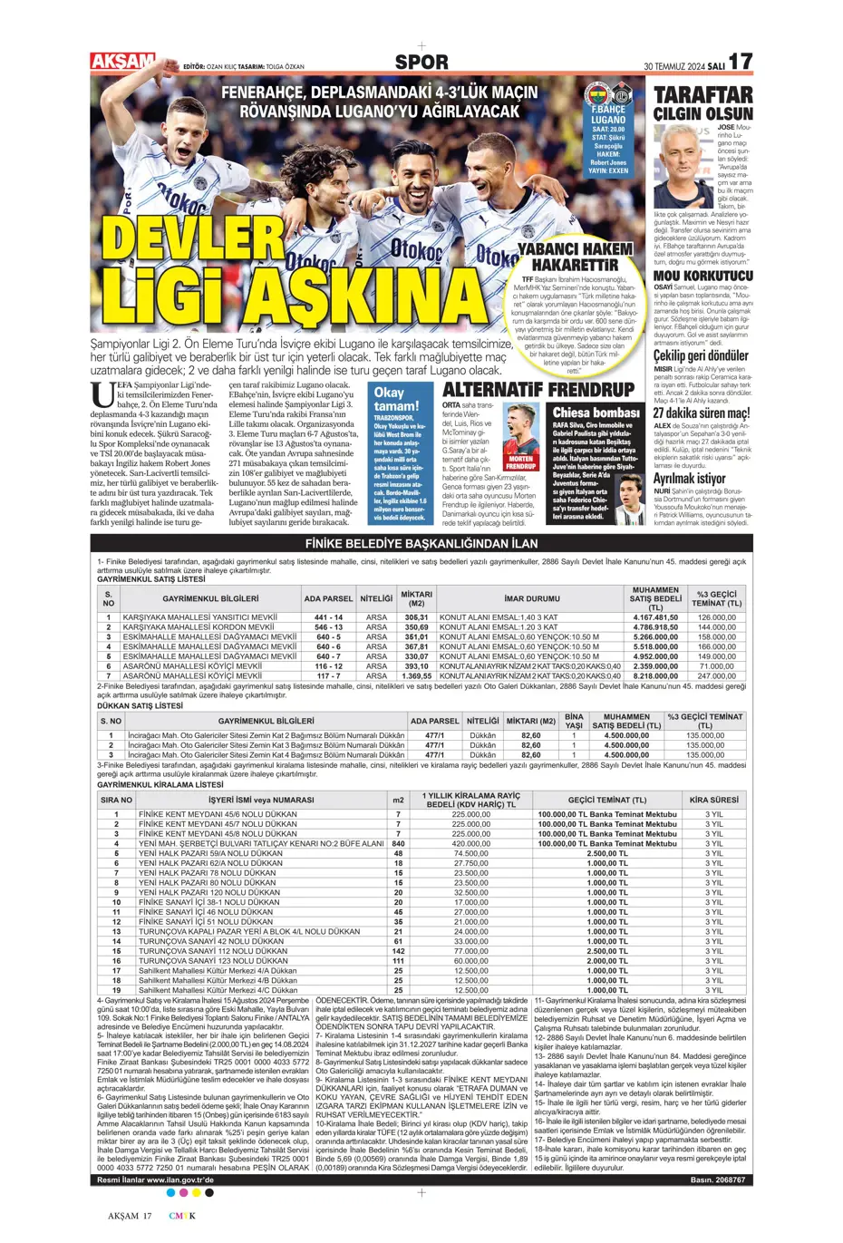 "Mourinho ateşi yaktı" | Sporun manşetleri (30 Temmuz 2024) - 6