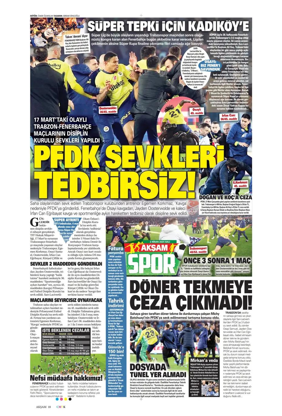 "Fenerbahçe'de tarihi gün" | Sporun manşetleri (2 Nisan 2024) - 3 "Fenerbahçe'de tarihi gün" | Sporun manşetleri (2 Nisan 2024) - 3