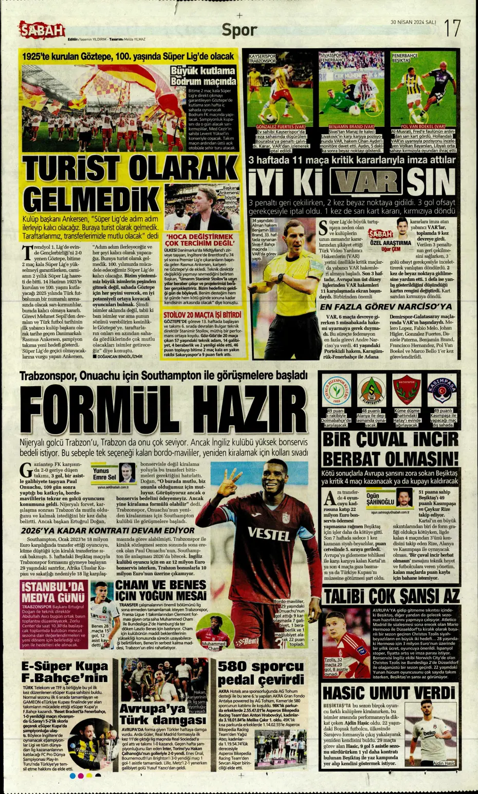 "Real'in golcüsü Aslan'a" | Sporun manşetleri (30 Nisan 2024) - 23