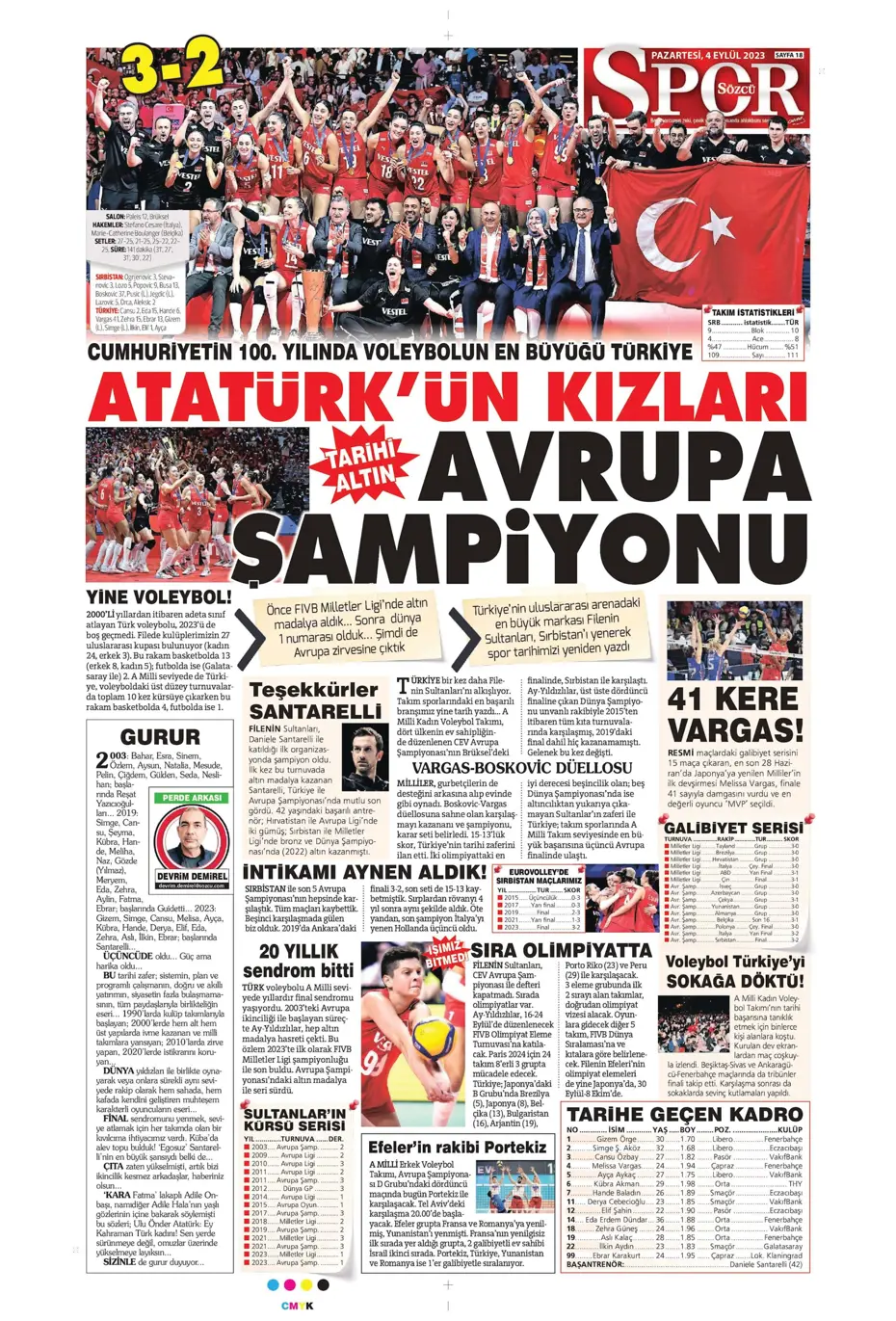 "100'ümüzün akı Türk kadını" | Sporun manşetleri (4 Eylül 2023) - 29