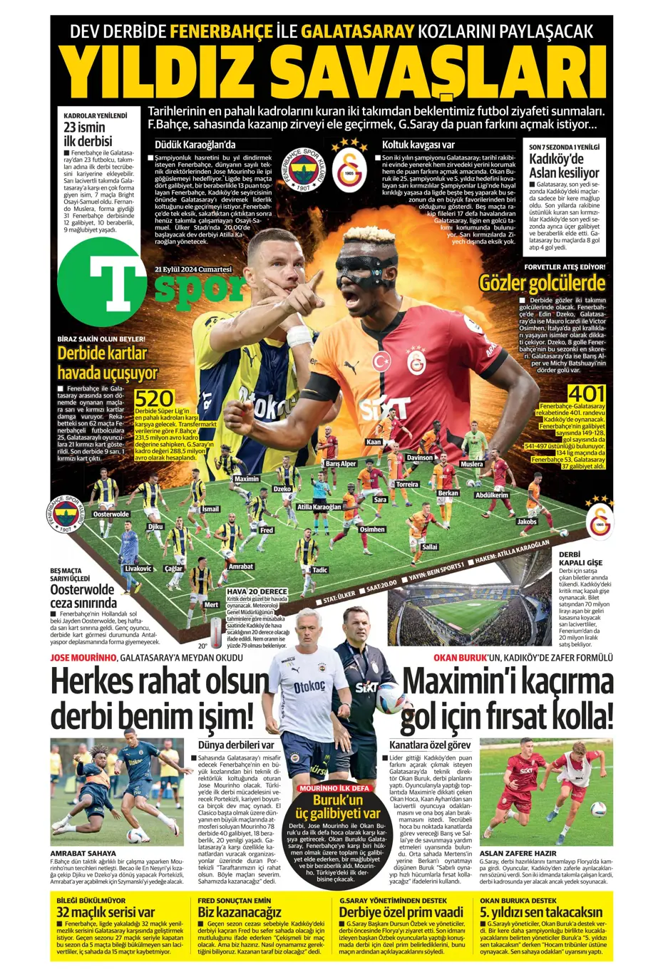 "Savunmada Fener, hücumda Aslan" | Sporun manşetleri (21 Eylül 2024) - 35