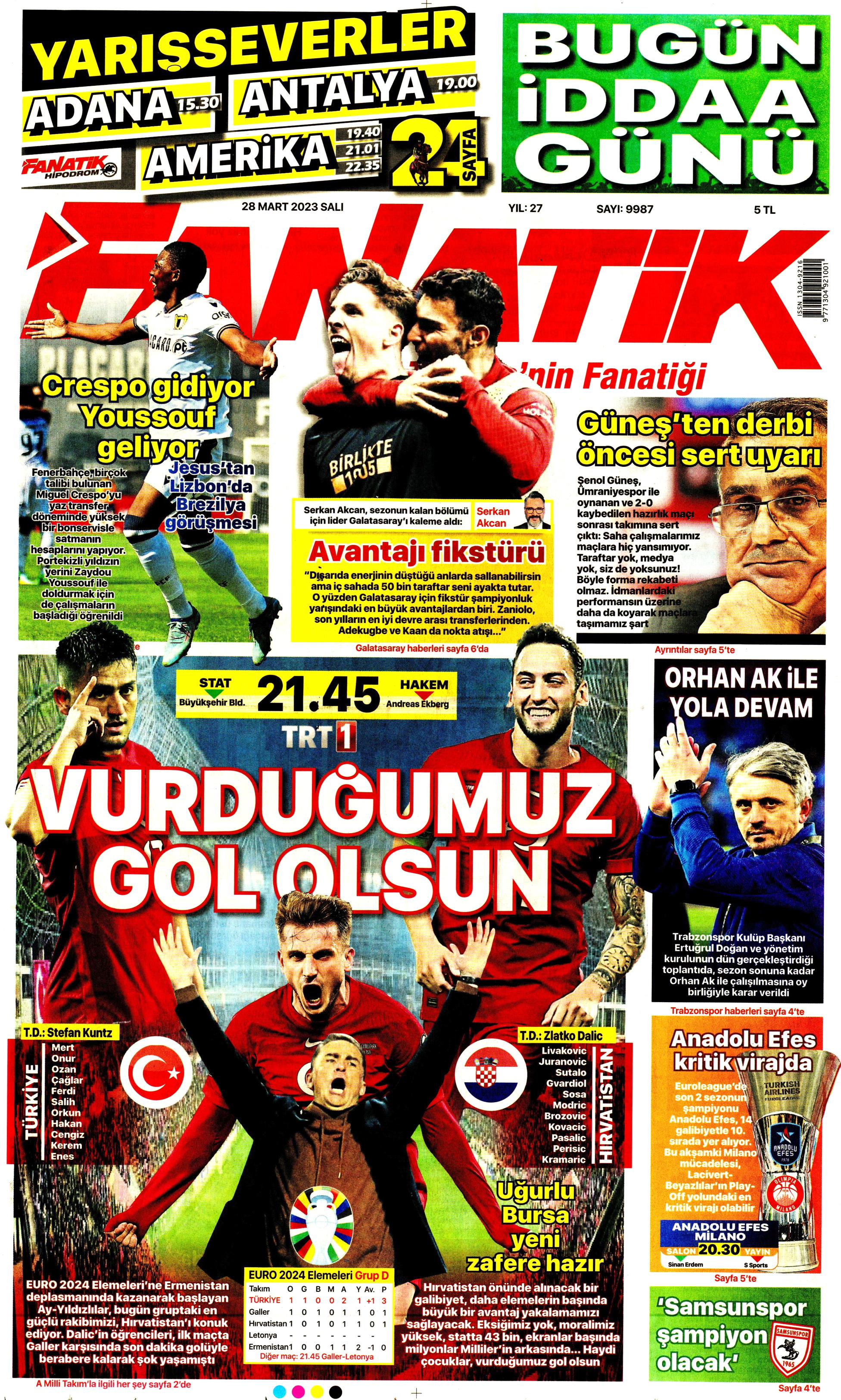 "Vurduğumuz gol olsun" - Sporun manşetleri