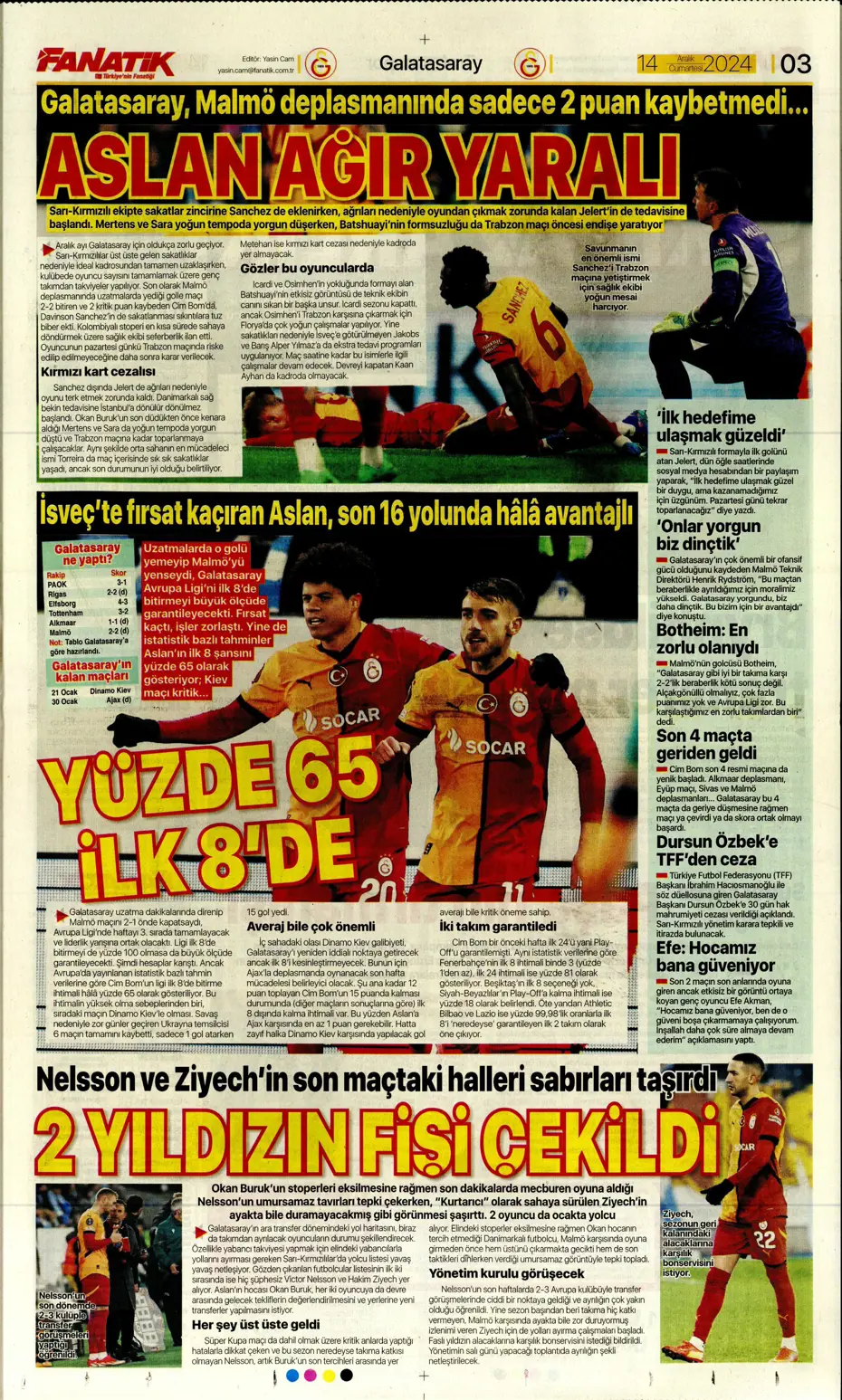 "Boscagli ve Hancko listeye girdi" | Sporun manşetleri - 4 "Boscagli ve Hancko listeye girdi" | Sporun manşetleri - 4
