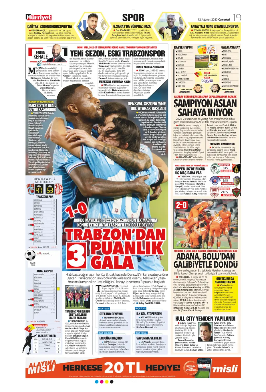 "Galatasaray'la anlaştım, bırakın gideyim" | Sporun manşetleri (12 Ağustos 2023) - 22