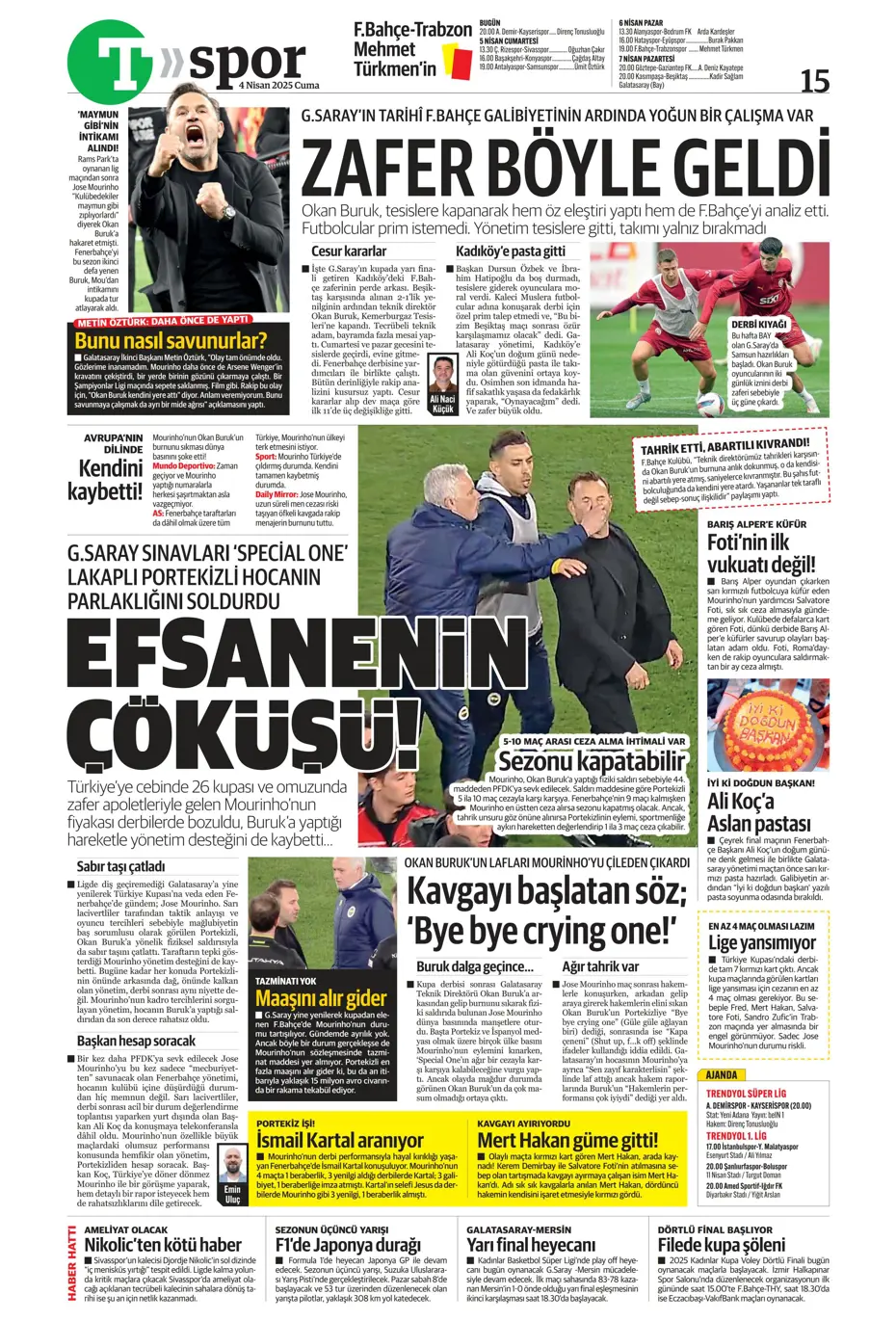 "Derbideki kavgalara ağır fatura" | Sporun manşetleri - 37