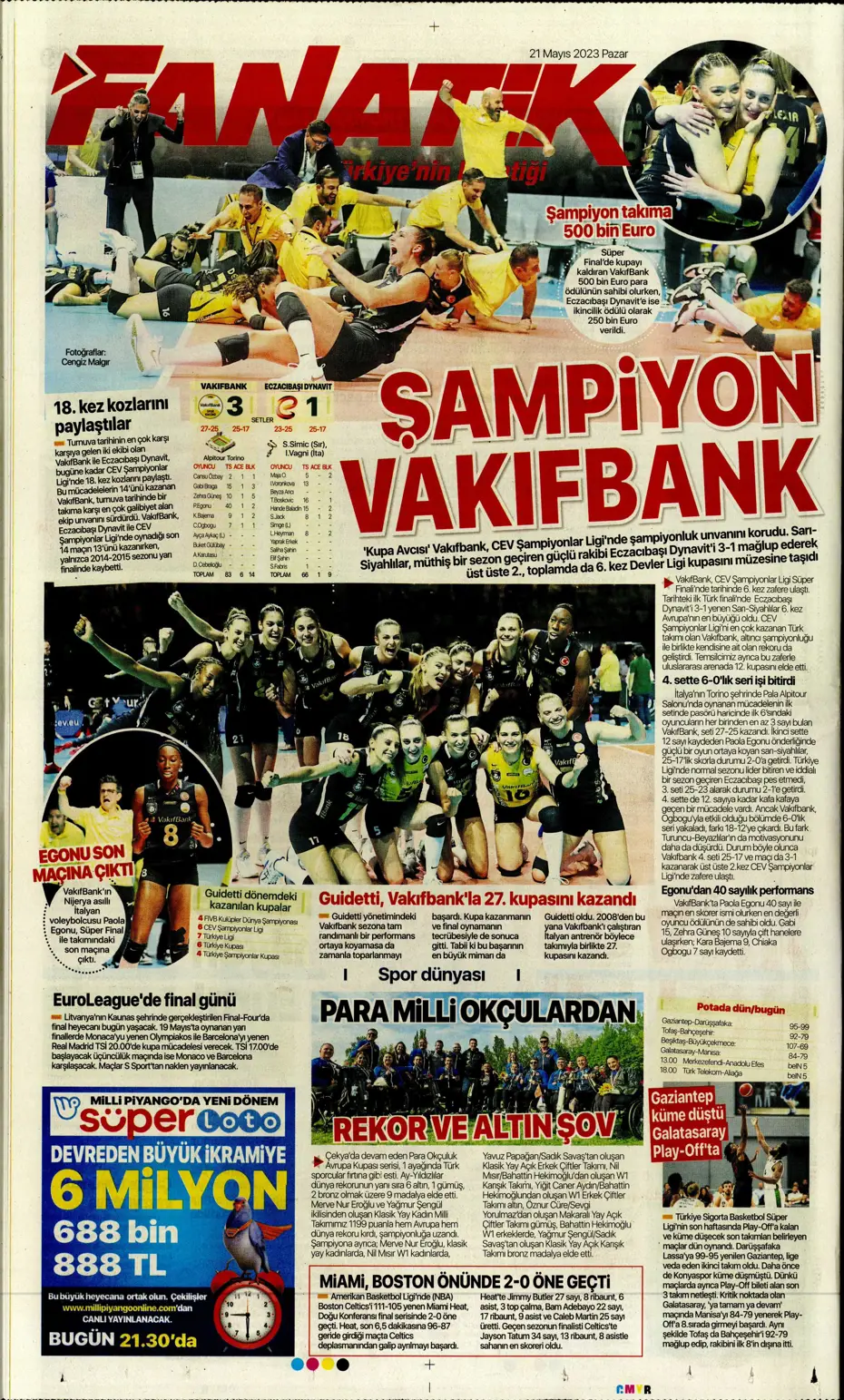 "Mauro Icardi ile 23. şampiyonluğa" Günün spor manşetleri (21 Mayıs 2023) - 4 "Mauro Icardi ile 23. şampiyonluğa" Günün spor manşetleri (21 Mayıs 2023) - 4
