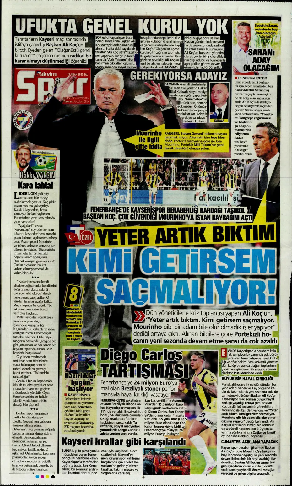 "Fenerbahçe'de gözler artık divanda" | Sporun manşetleri - 34