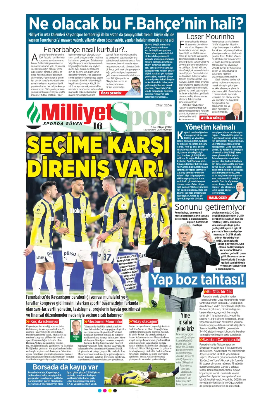"Fenerbahçe'de gözler artık divanda" | Sporun manşetleri - 25
