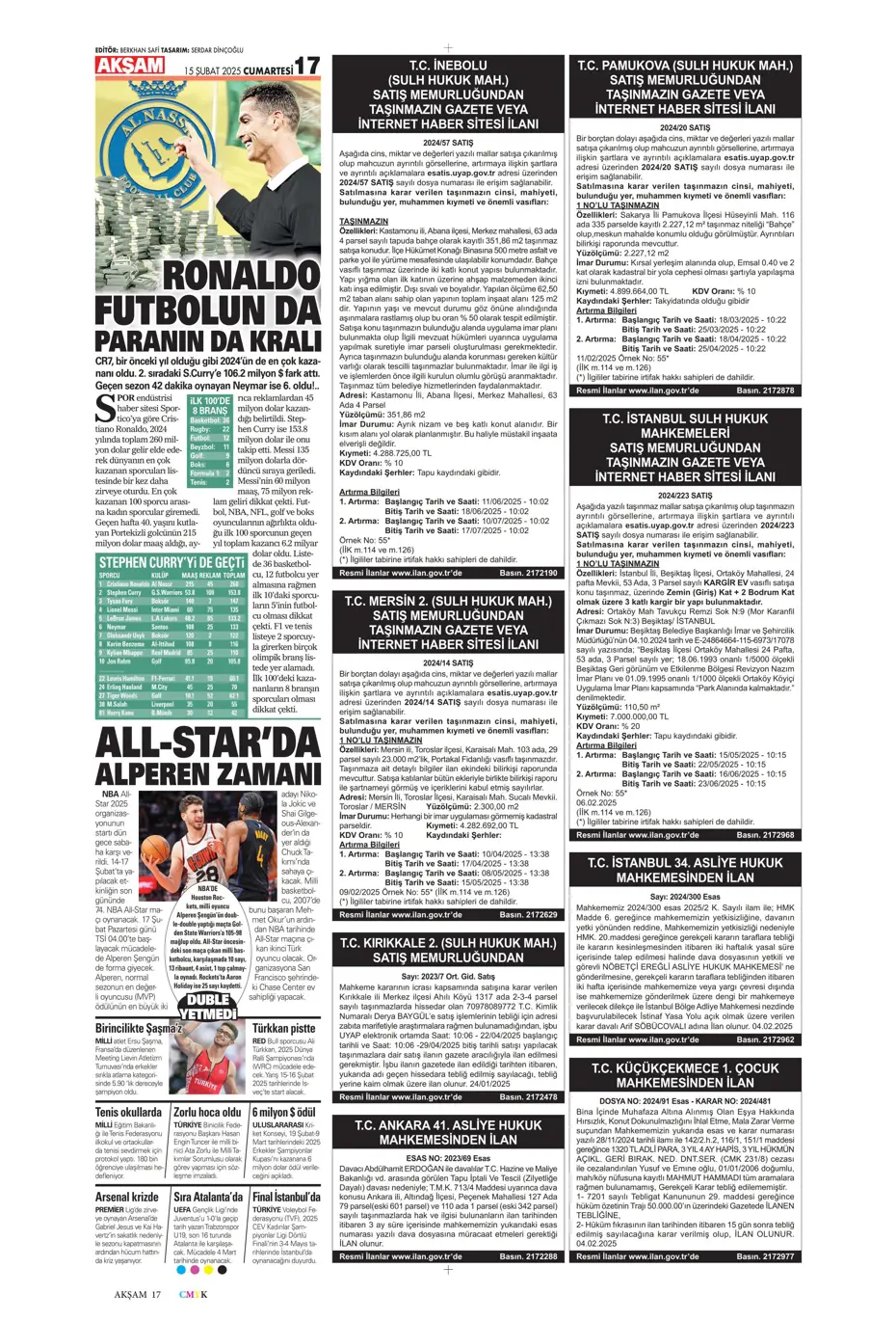 "Cimbom'da OHAL ilanı" | Sporun manşetleri (15 Şubat 2025) - 4