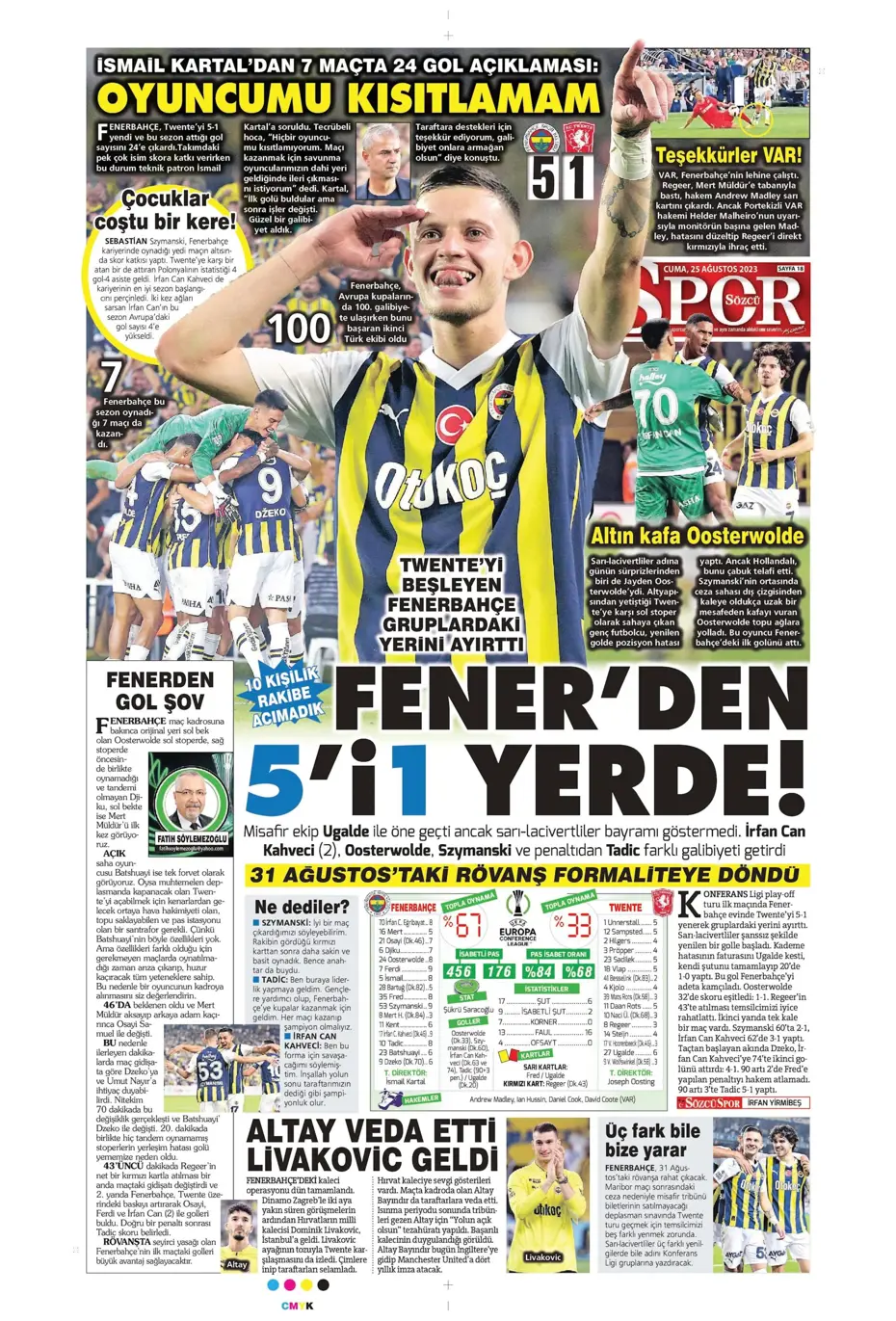 "Fenerbahçe'den 5'i 1 yerde" | Sporun manşetleri (25 Ağustos 2023) - 34