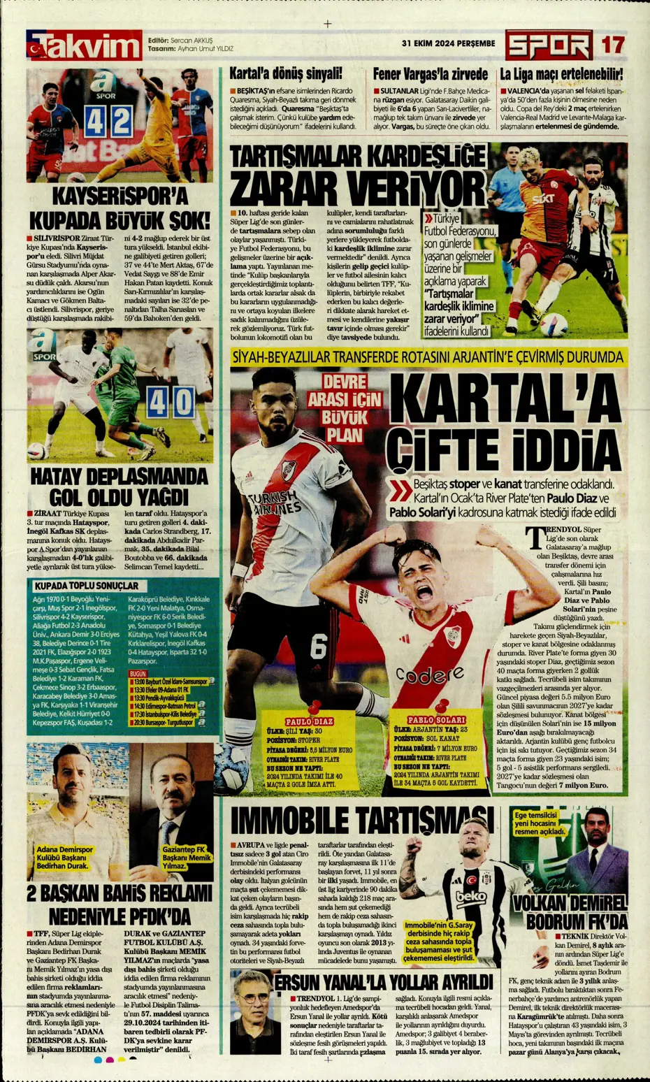 "Aslan'da Rosier harekatı" | Sporun manşetleri (31 Ekim 2024) - 32