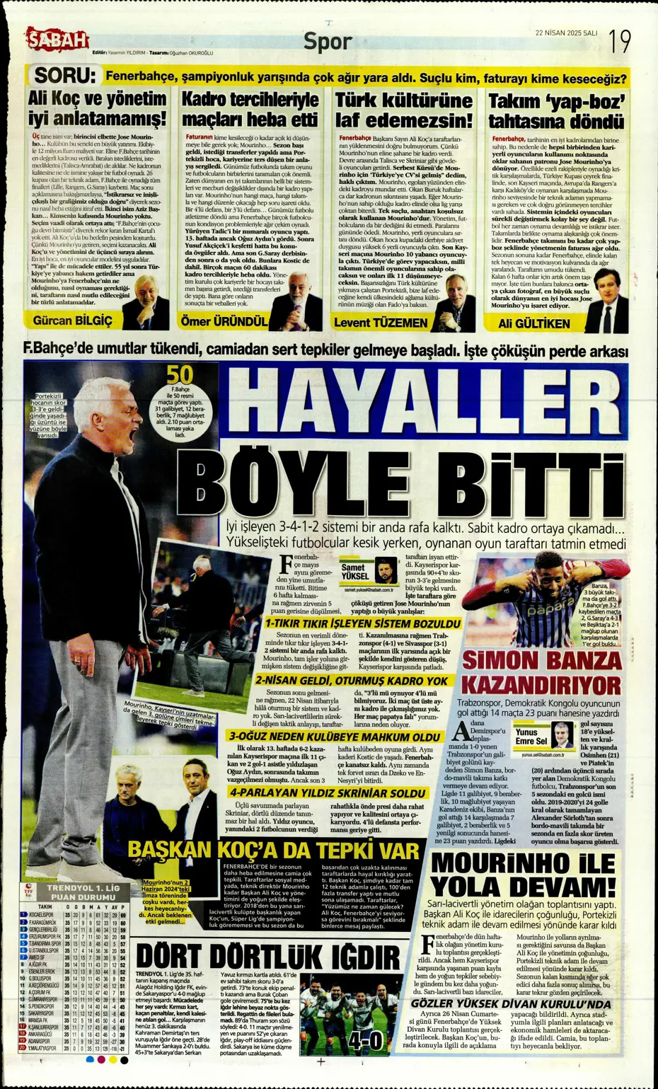 "Fenerbahçe'de gözler artık divanda" | Sporun manşetleri - 29